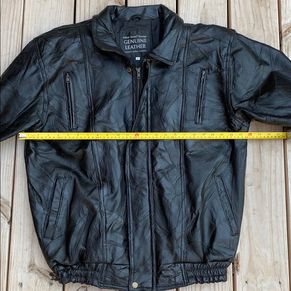 Italian Stone Design Patchwork Leather Jacket Xl - image 7